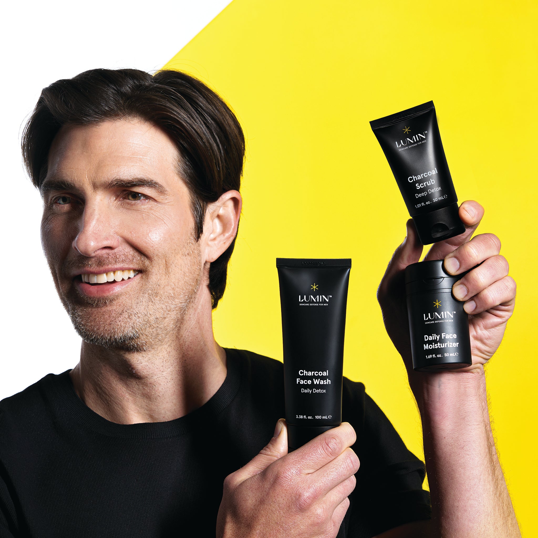 Man holding the Smooth Operator Detox Trio bundle